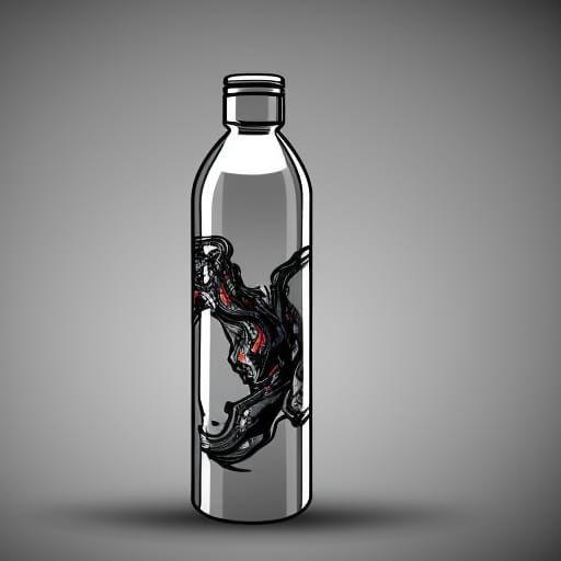 Hyperrealistic Water Bottle Splash Art