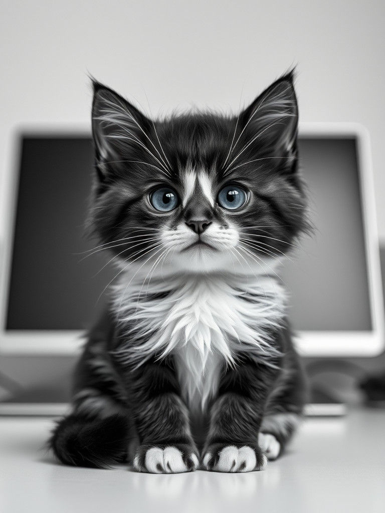 Kitten with Bob Haircut in Studio Ghibli Style