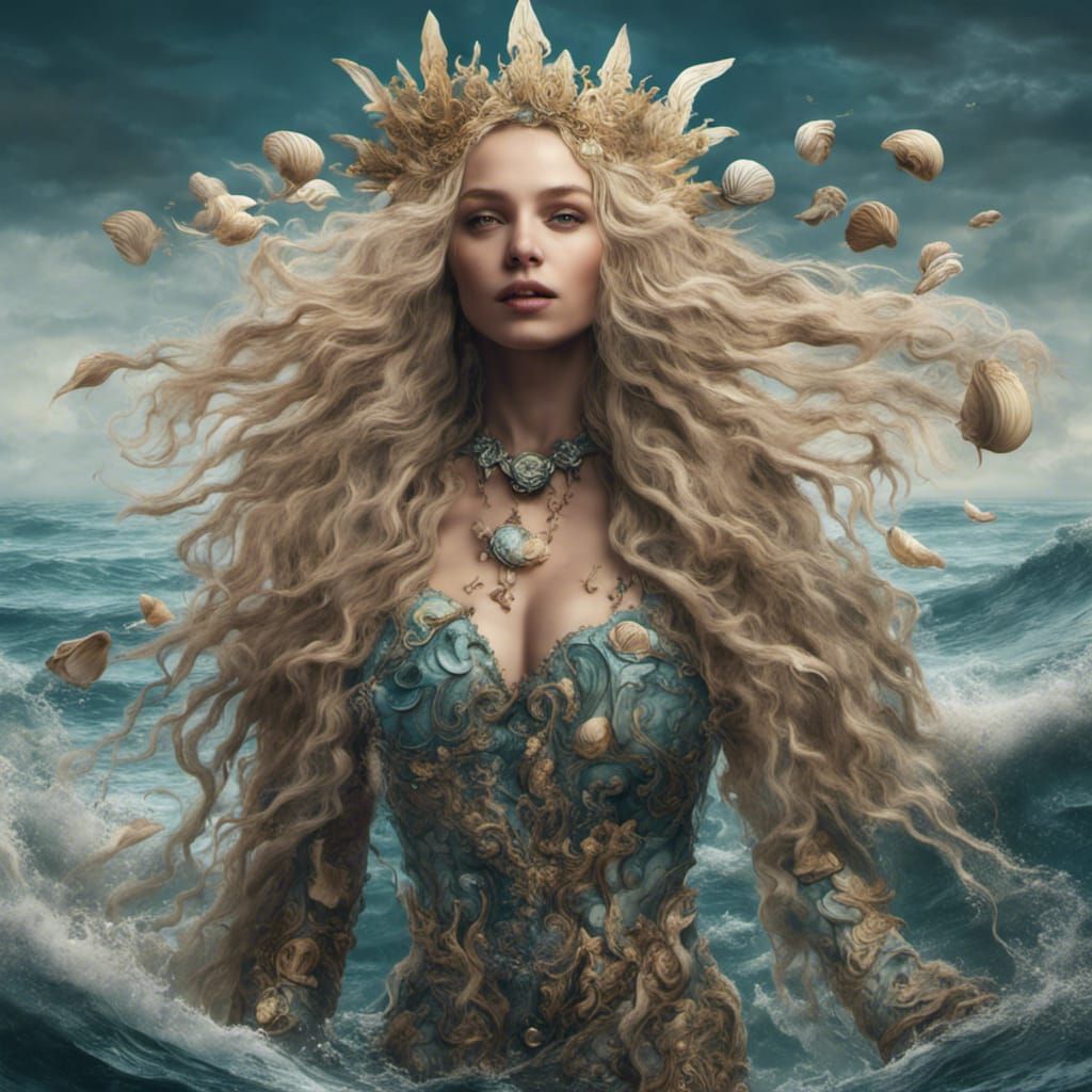 Fantastical Queen of the Sea in Detailed Digital Painting