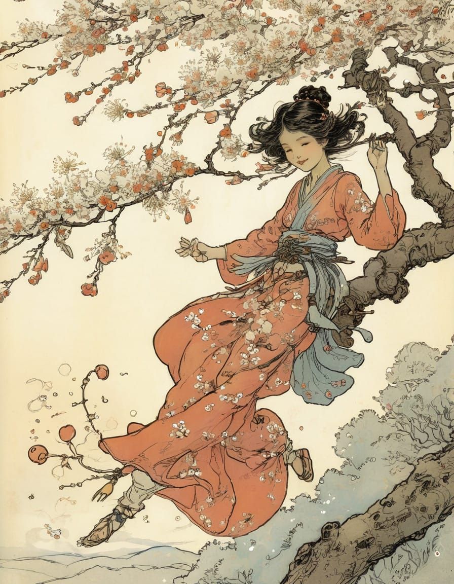 Whimsical Floral Bloom in Watercolor Style