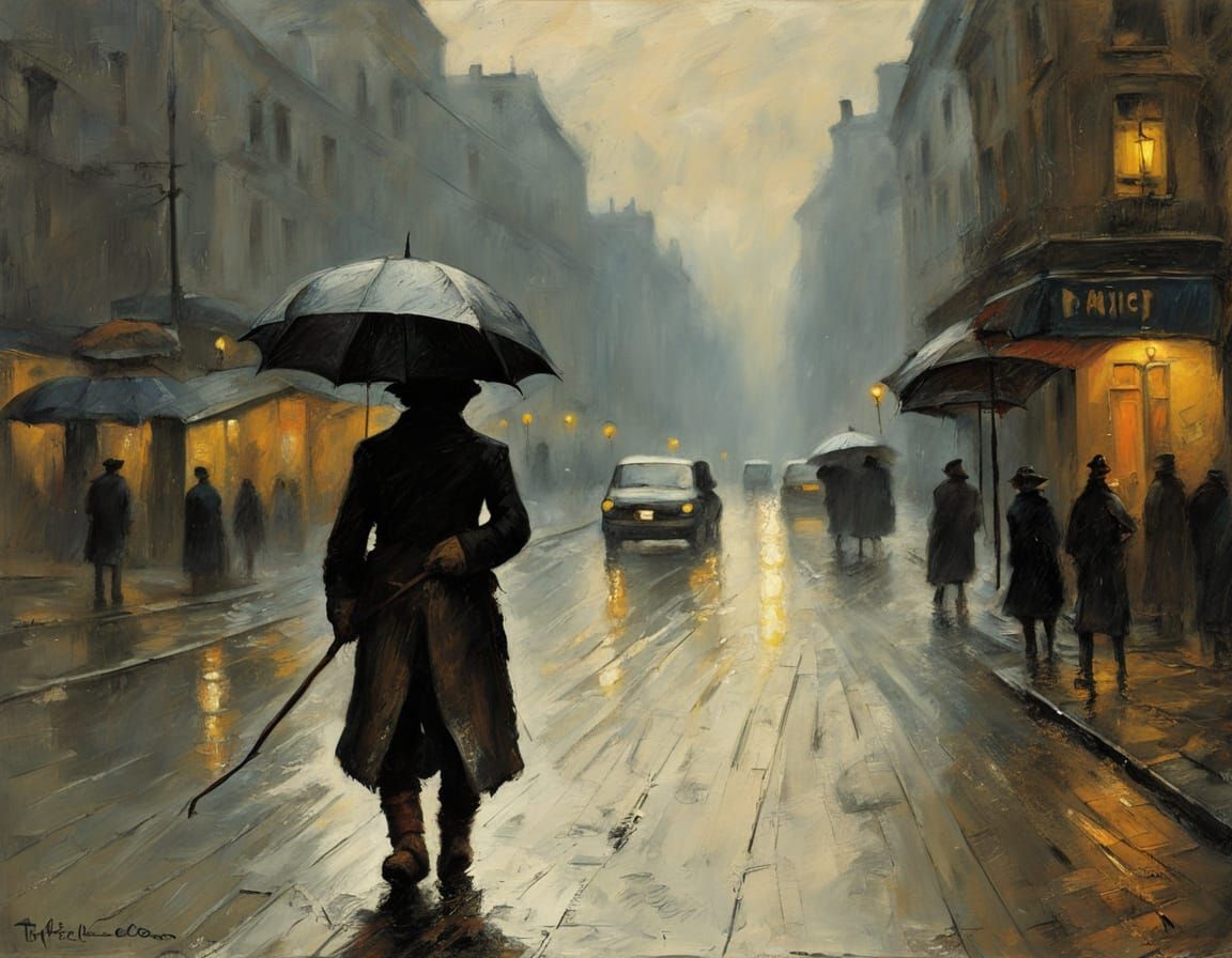 Lost Stuffed Bear Seeks Revenge on Rainy City Street