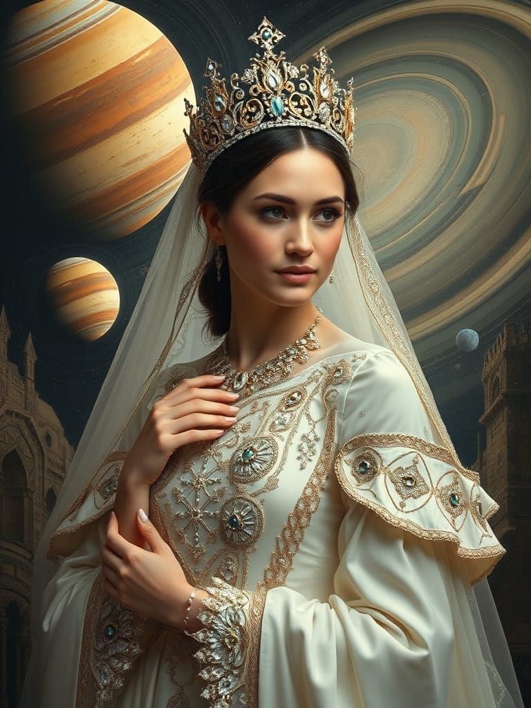 Megan Markle as Pre-Raphaelite Celestial Queen