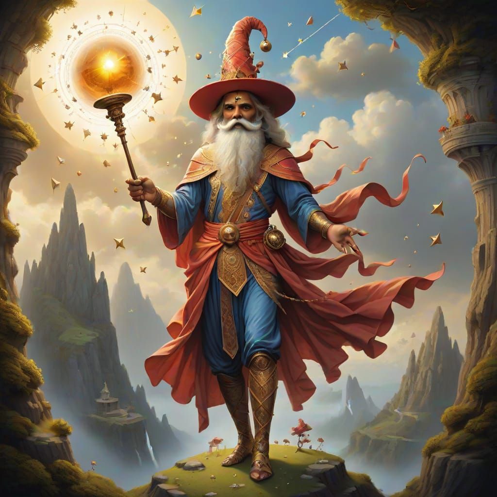 Surrealist Magic Fantasy Drawing with Magic Wand