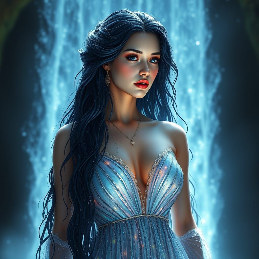 Majestic Water Goddess in Ethereal Beauty