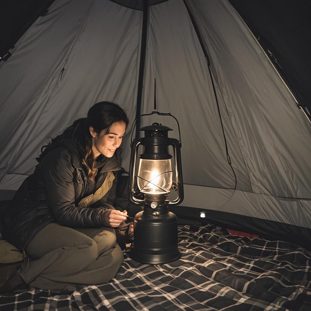 Romantic Camping Scene with Lantern Light