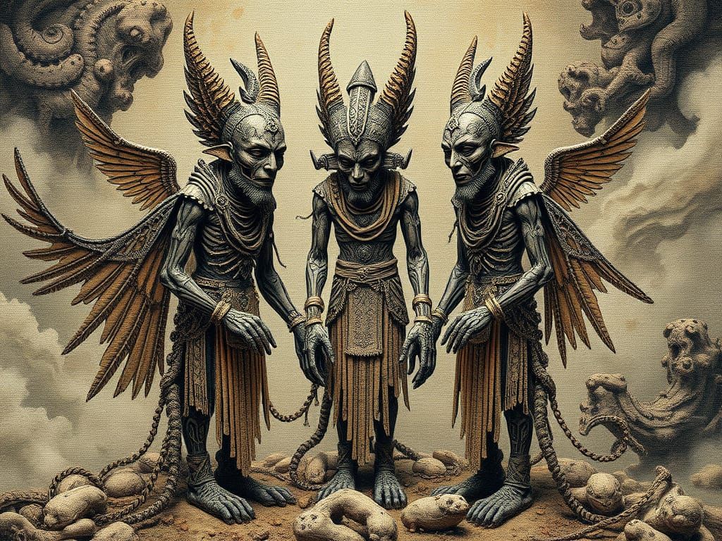 Jacquard Weave Ushabti Golems Otherworldly Environment