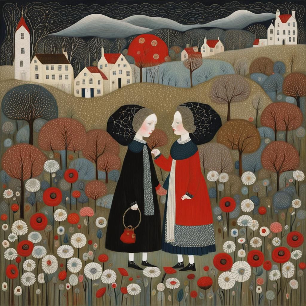 Abstract Folk Art Composition