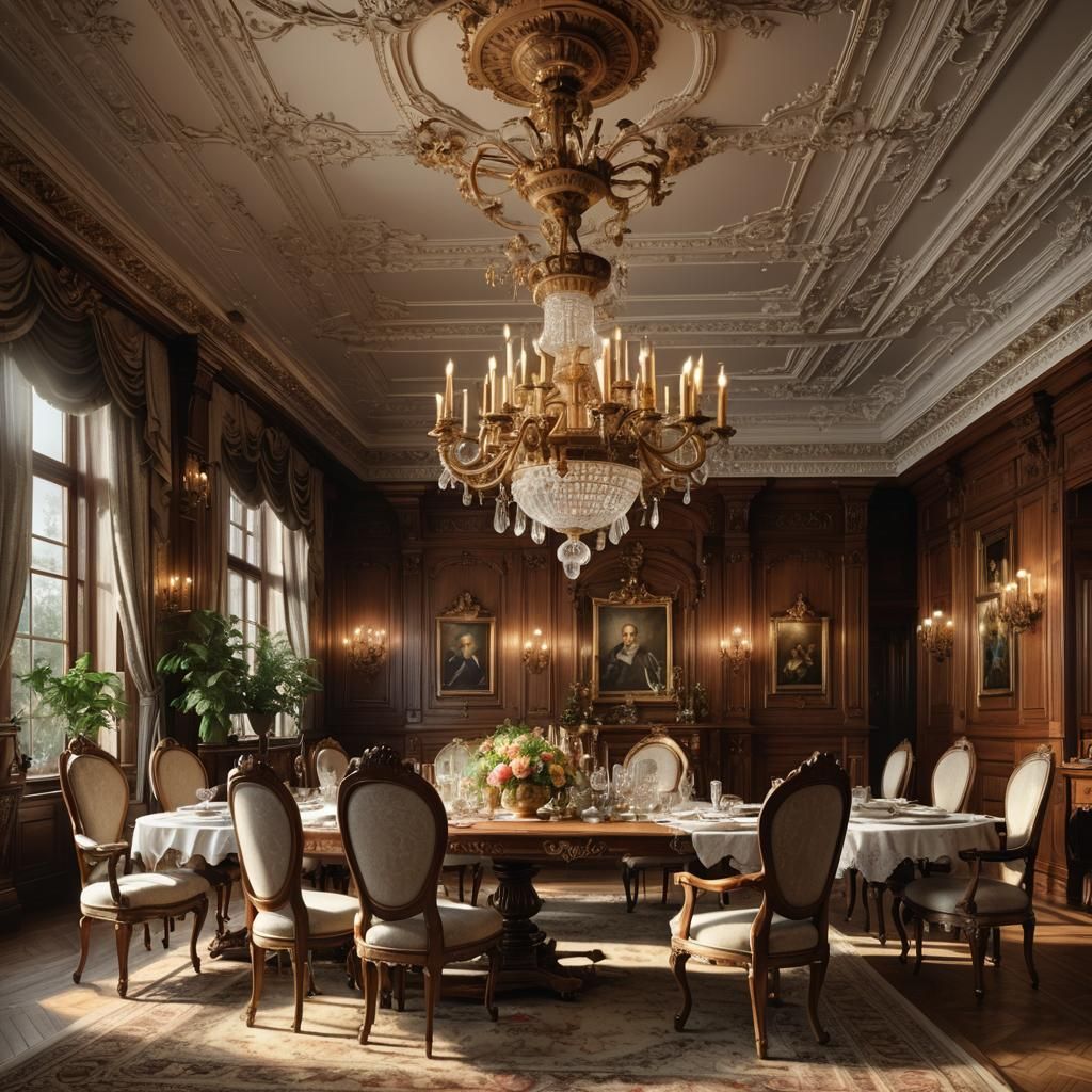 Victorian Dining Room in Academic Art Photorealism