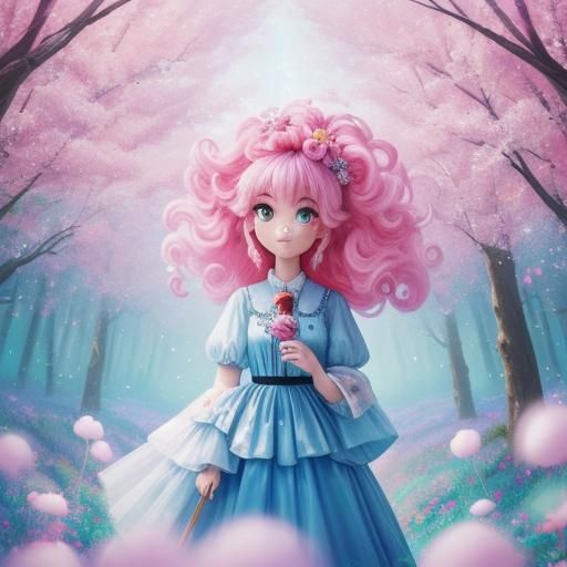 Gnome in Candy Forest: Impressionist Digital Art