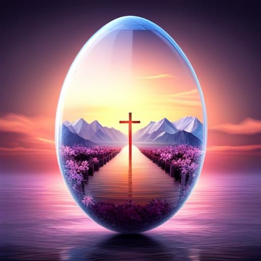 Crystal Easter Egg Filled with Easter Symbols