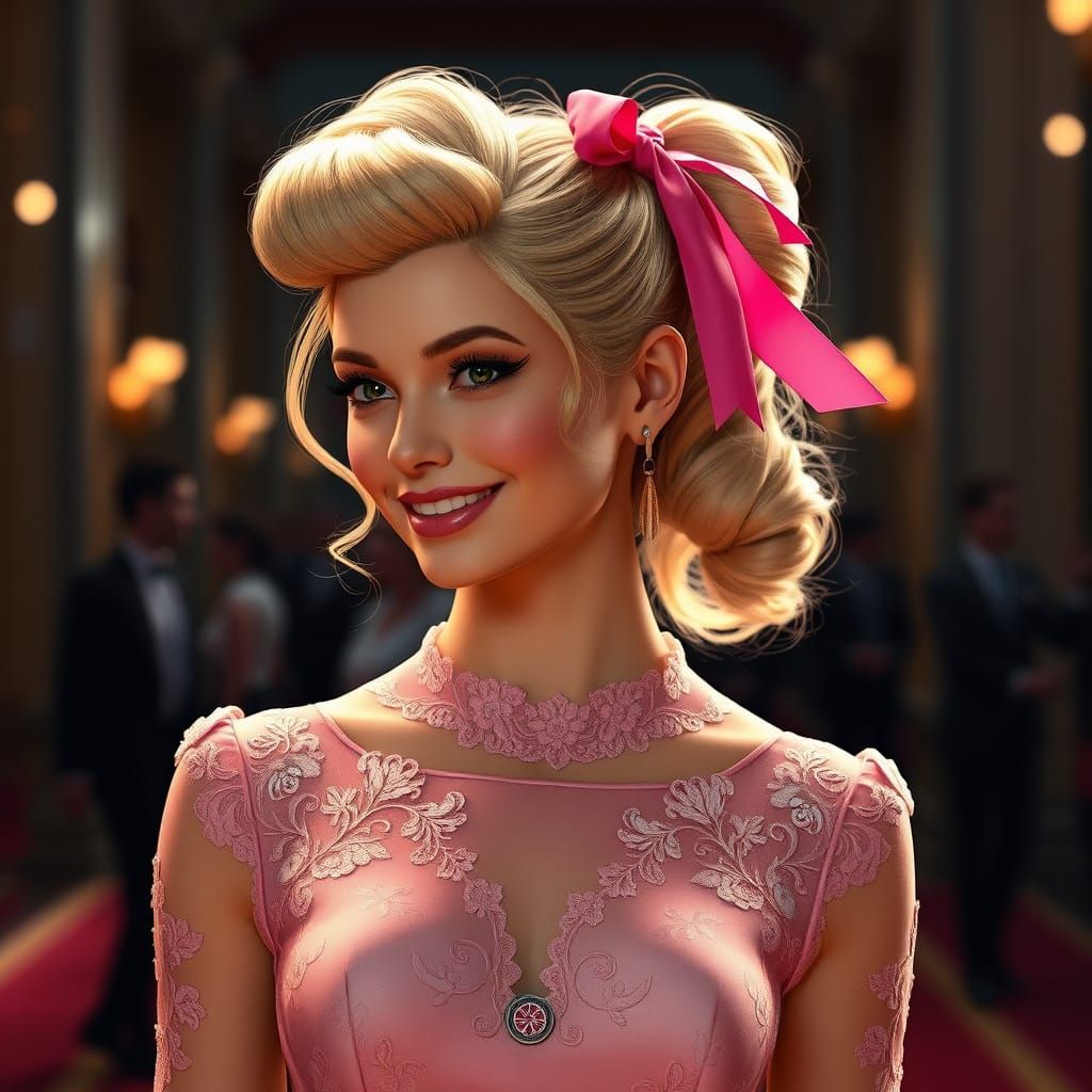 Glamorous 1950s Goddess in Old-School Hollywood Style