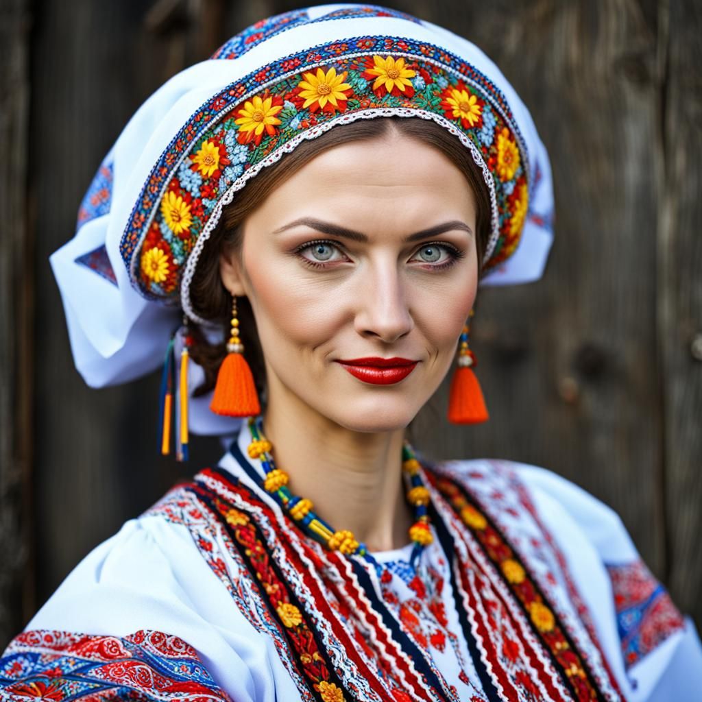 Traditional Ukrainian Woman in National Dress