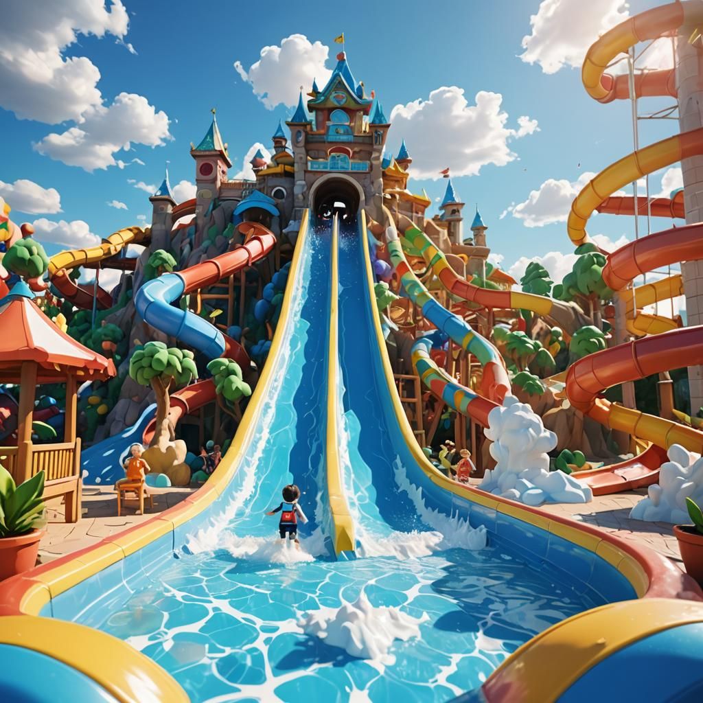 3D Anime Water Park Adventure in Fantasy World