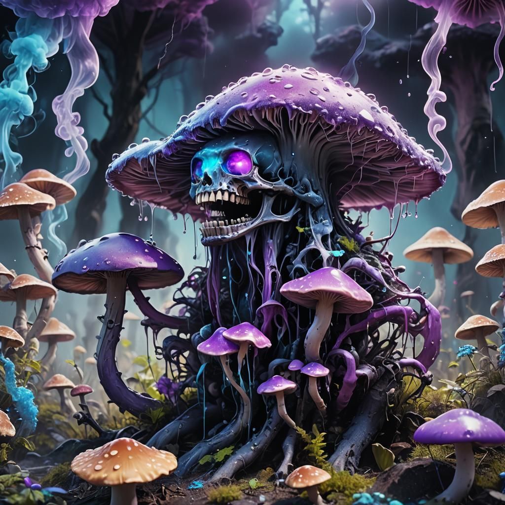 Cyborg on Mushroom: Macro Graffiti Art