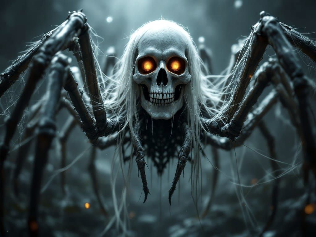 Skeletal Spider of Horror Unveiled in Cinematic Darkness