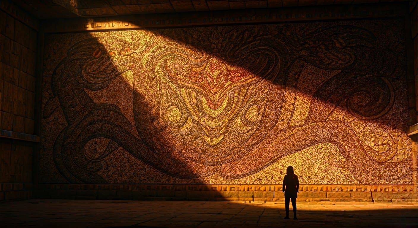 Ethereal Hydra in Ancient Fresco Style