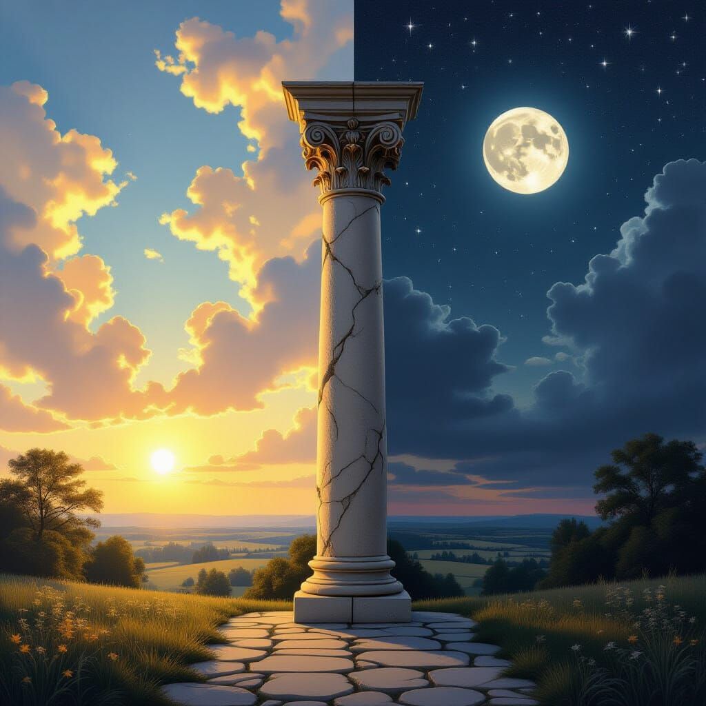 Day and Night Landscape in Neoclassical Style