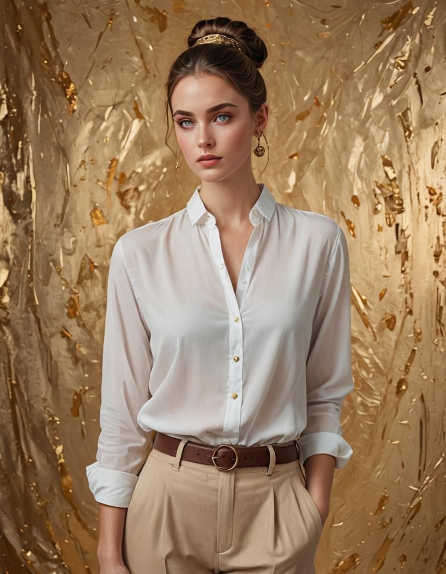 Brunette with Blue Eyes in Golden Light
