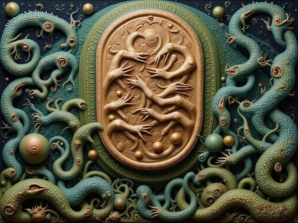 Surreal Copper Plate in Magic Surrealism Style