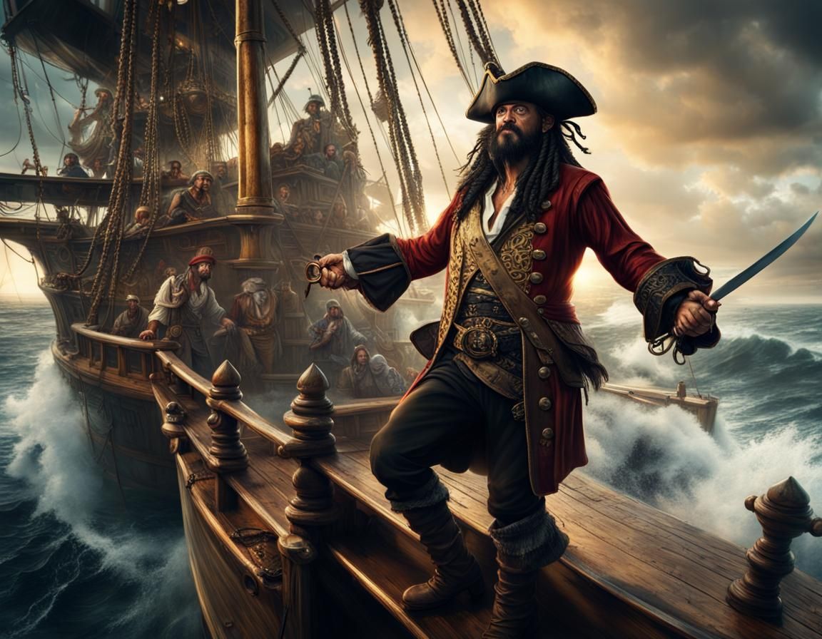 Blackbeard Pirate Sword Fight on Ship