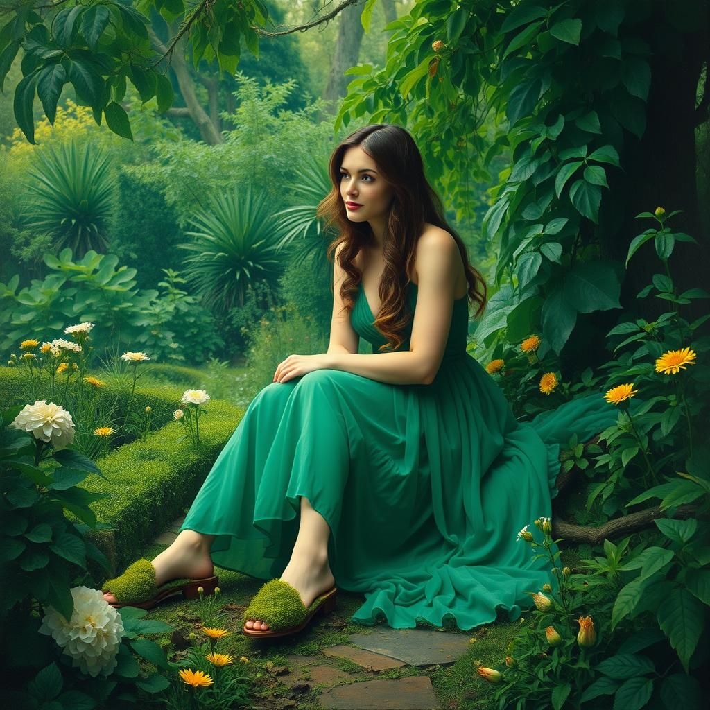 Only a woman addicted to green would wear "grass" footwear