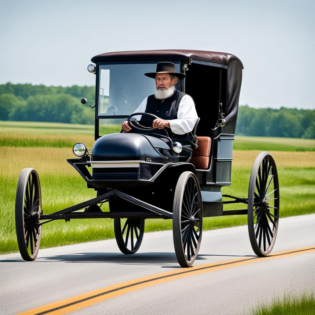 Amish Man Drives Souped-Up Hotrod Buggy