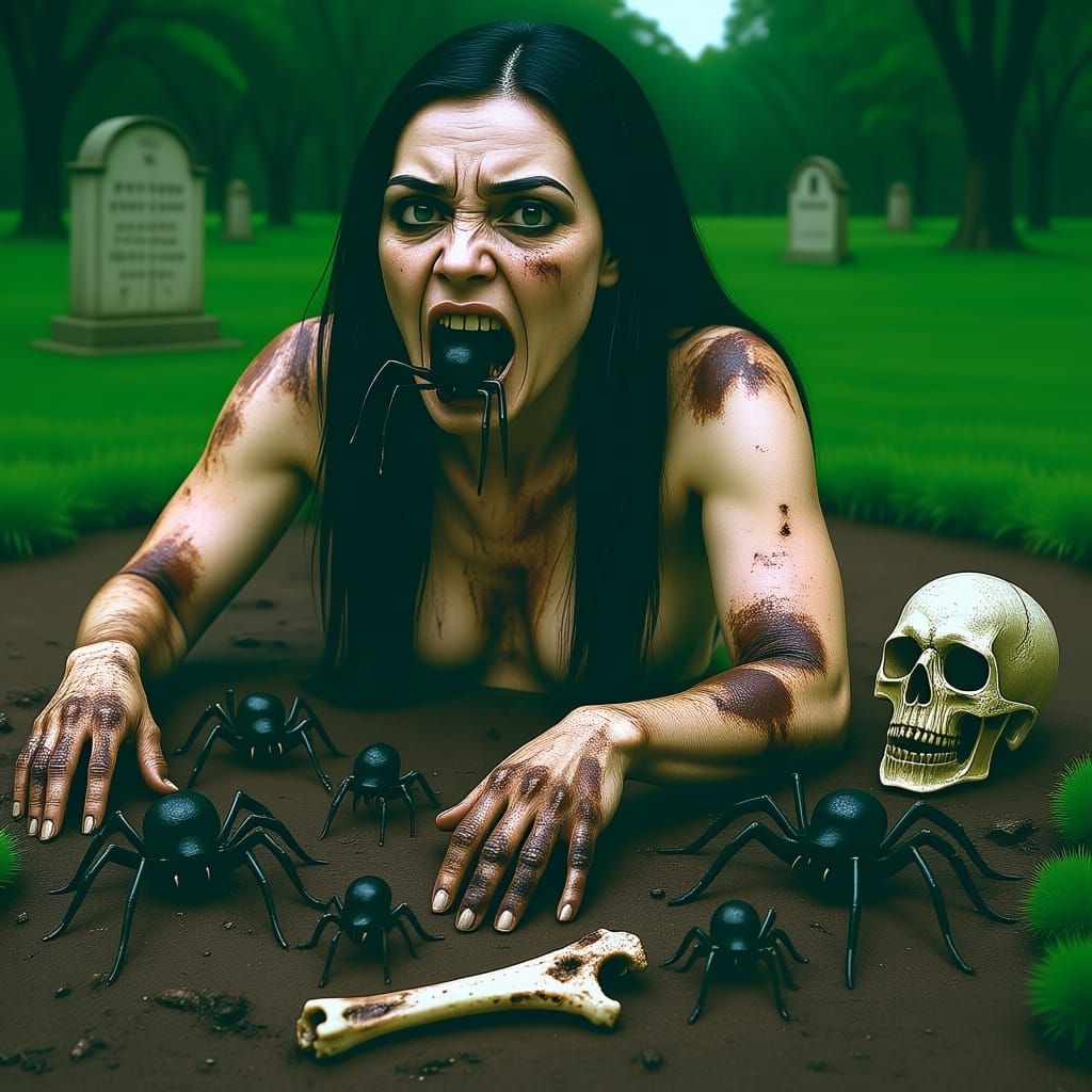 Terrifying Close-Up: Flying Spiders Looming Over Face