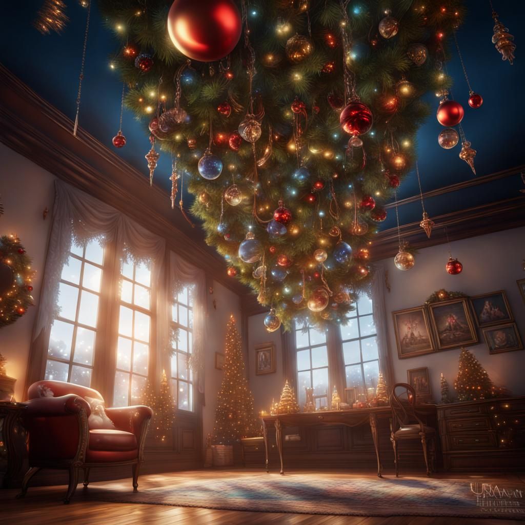 Upside Down Christmas Trees: Detailed Matte Painting