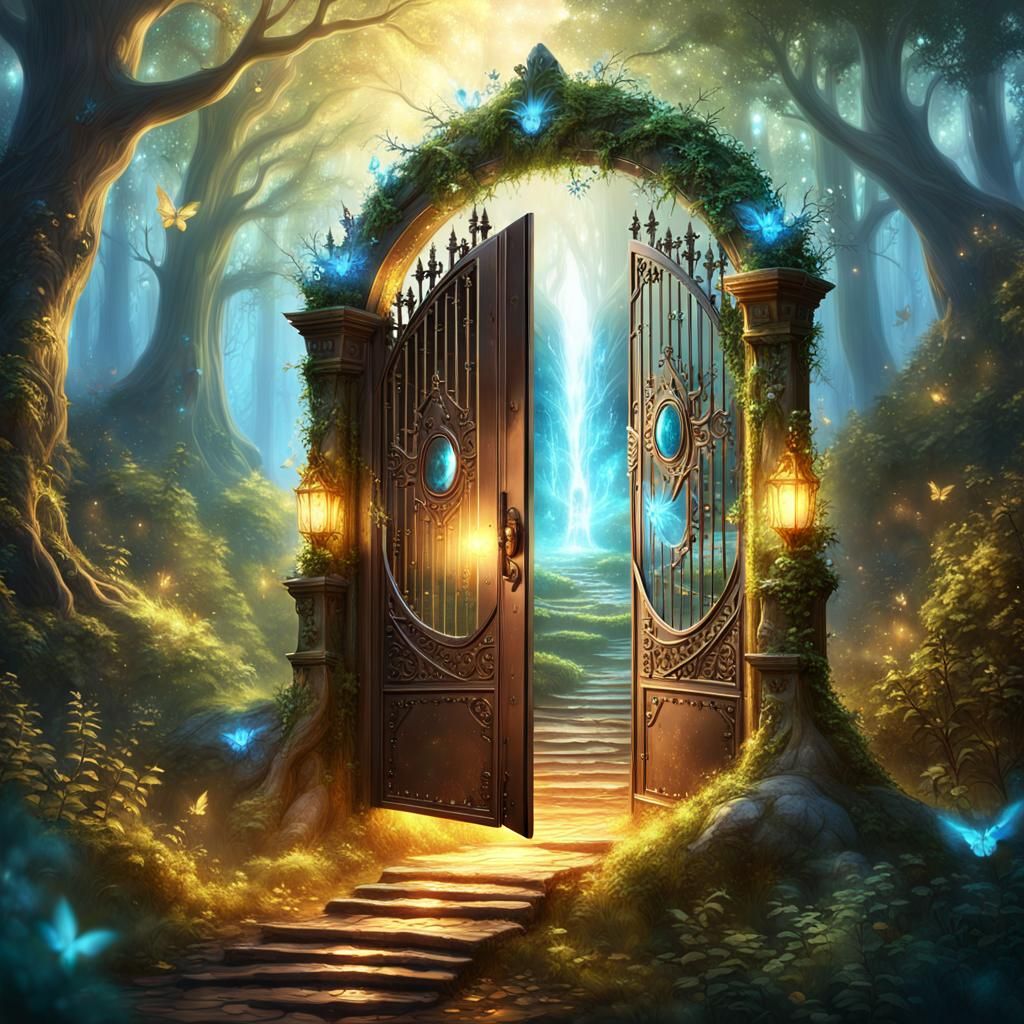Surreal Fantasy Gate Reveals Mysterious Forest Realm in Warm...