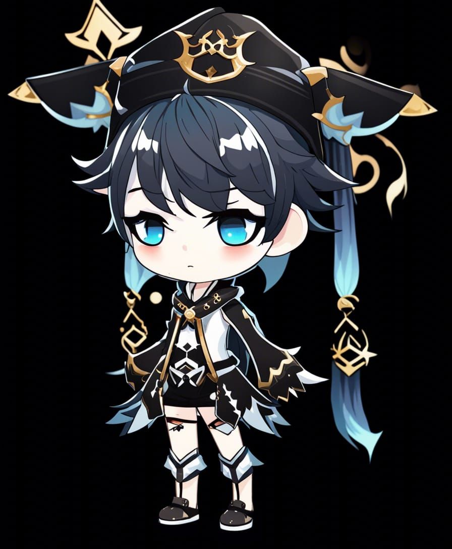 Elf with Emo Goth Punk Style in Genshin Impact Style