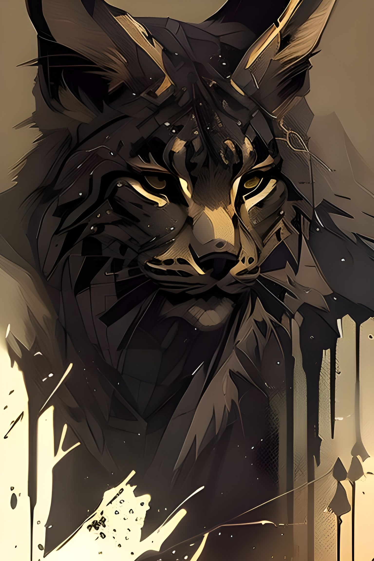 Hyperdetailed Lynx with Bold Brushstrokes