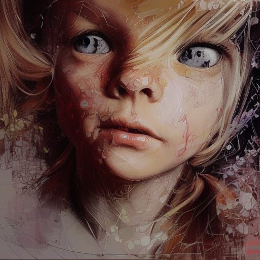 Hyperrealistic Schoolgirl Portrait in Classroom Chaos