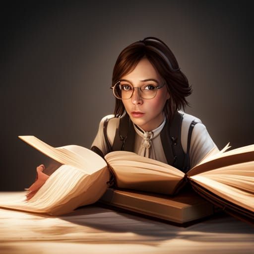 Girl Reading Book in Dark Fantasy Style