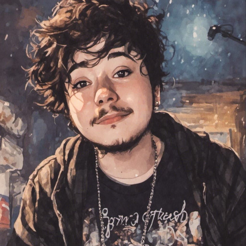 Rock Star Anime Portrait on Concert Stage