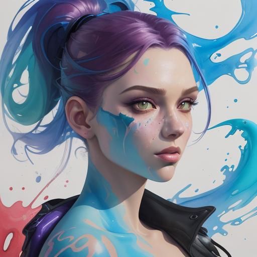 Kim Possible as Genie in Gouache Style