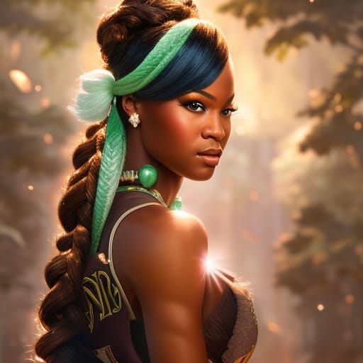 Detailed Portrait of Tiana in Disney Pixar Style