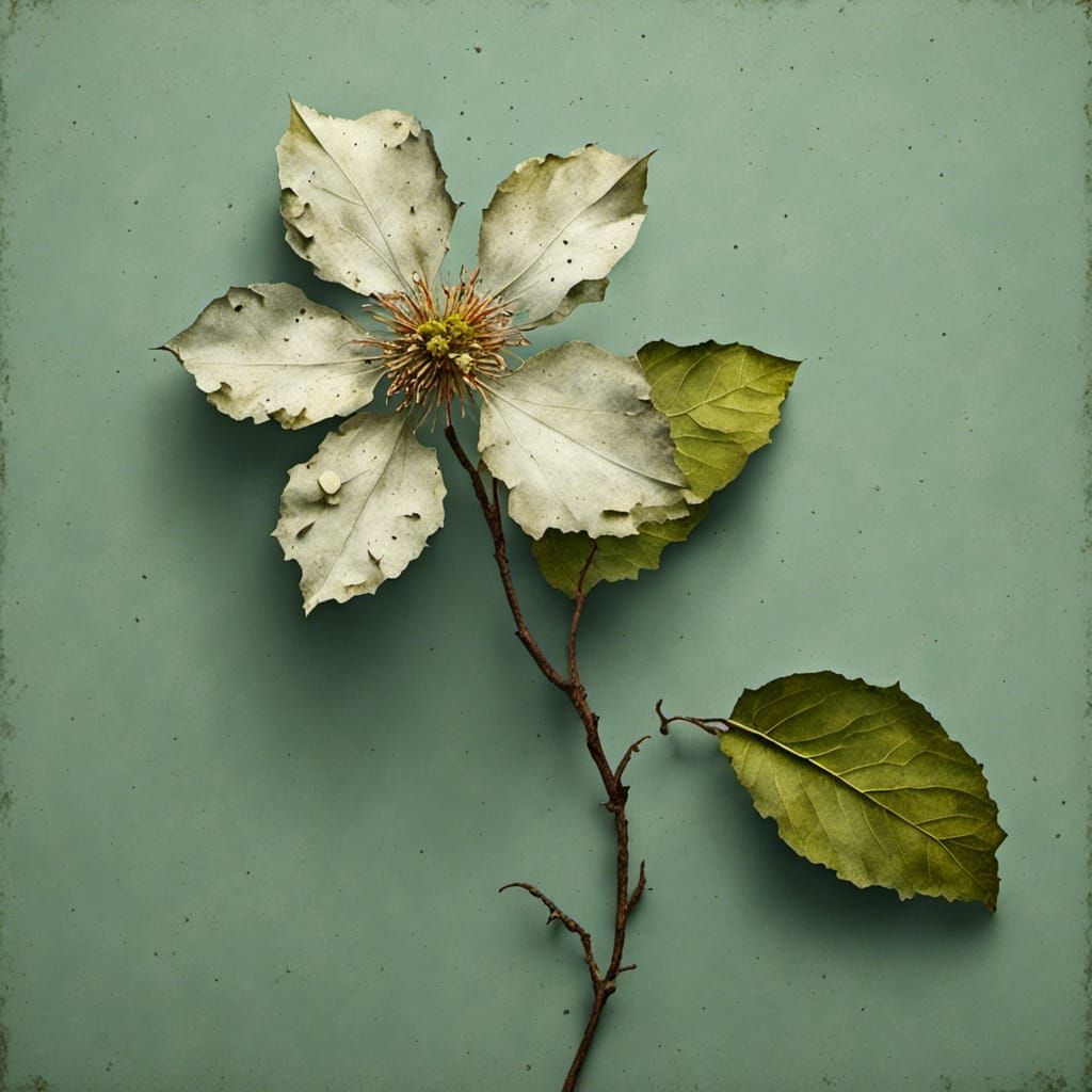 Detailed Flower with Stem and Corrosion Effect