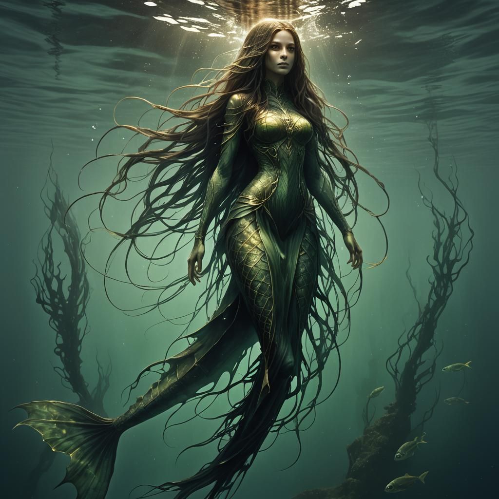 Mermaid with an additional tail fin and atrophied feet tail ...