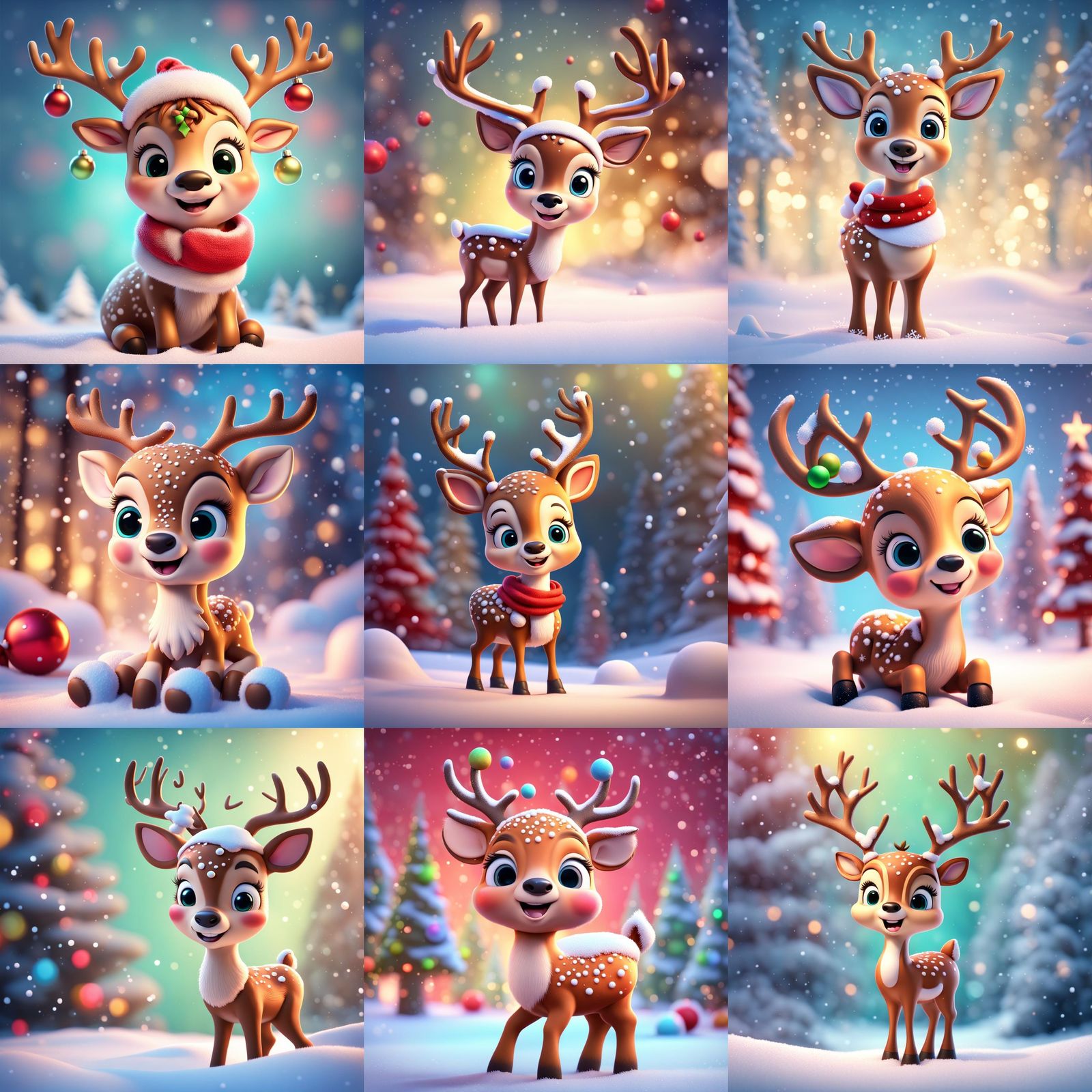 Sweet Christmas Deer in 3D Digital Art