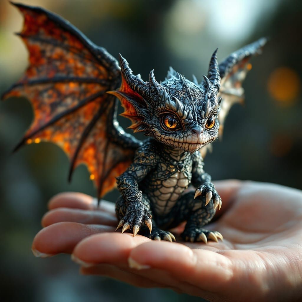 Intricate Handheld Gargoyle Fantasy Art