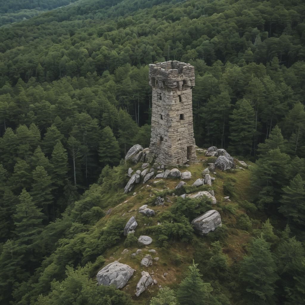 Remote Stone Tower in Forest Landscape