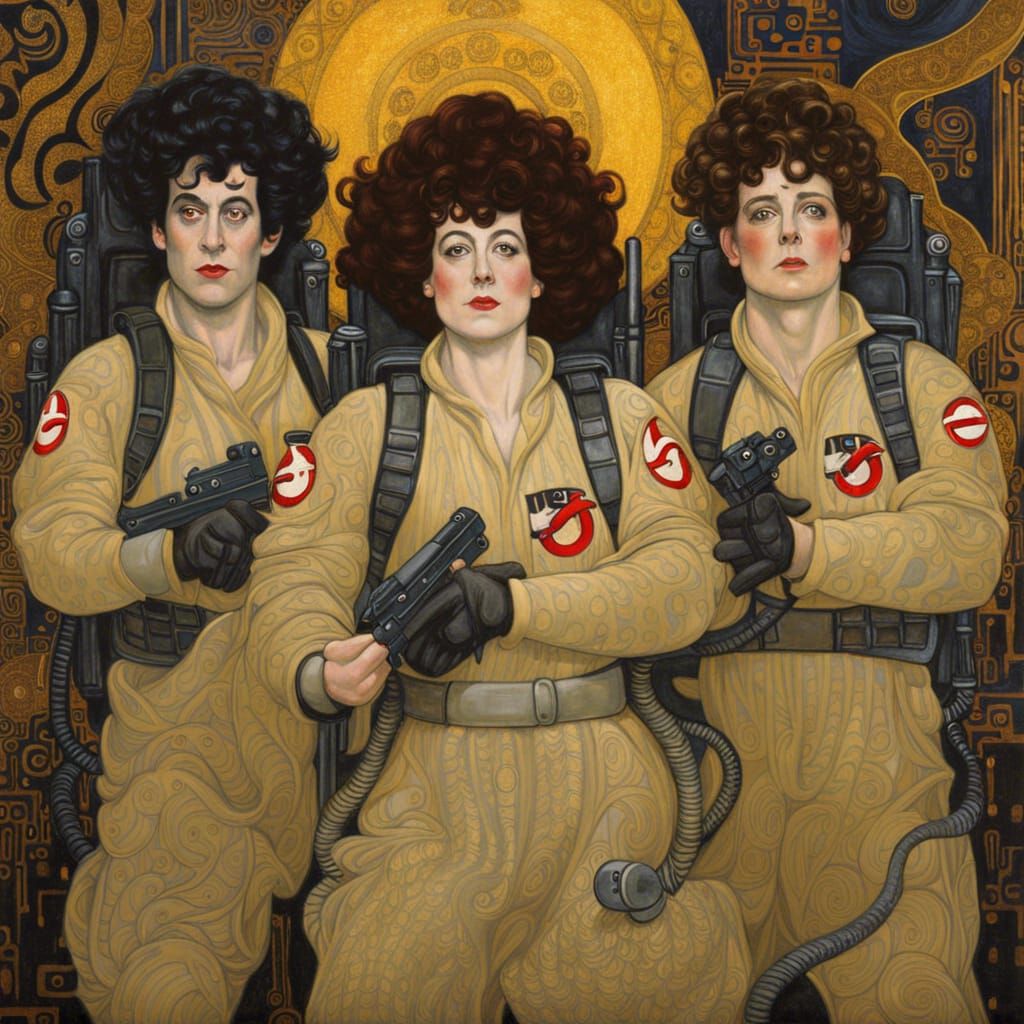 Ghostbusters in Gustav Klimt Style