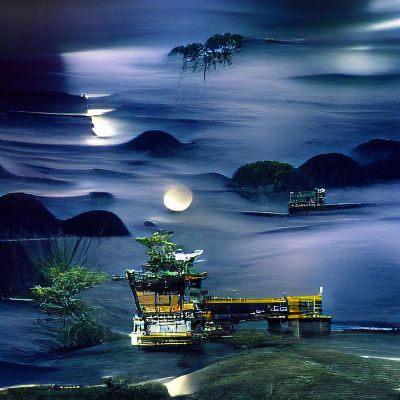 Moonlit Serenity: A Japanese Landscape