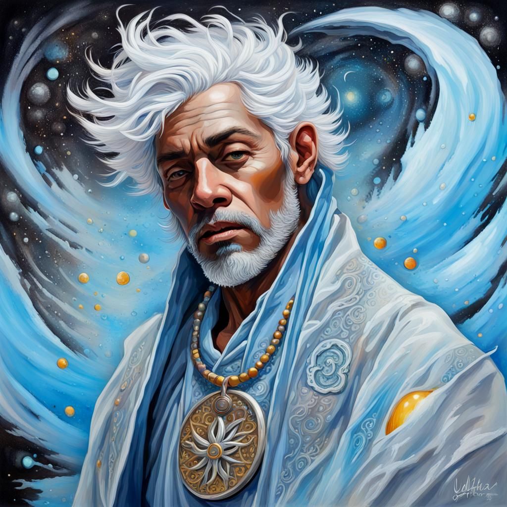 Opalescent Air Genasi in Colorful Graffiti Art