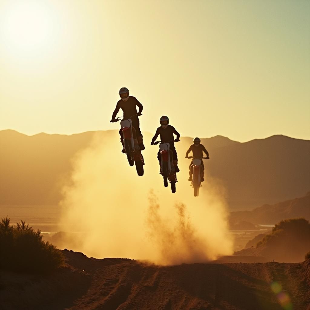 Motorcycles Soaring in a Cinematic Motocross Scene
