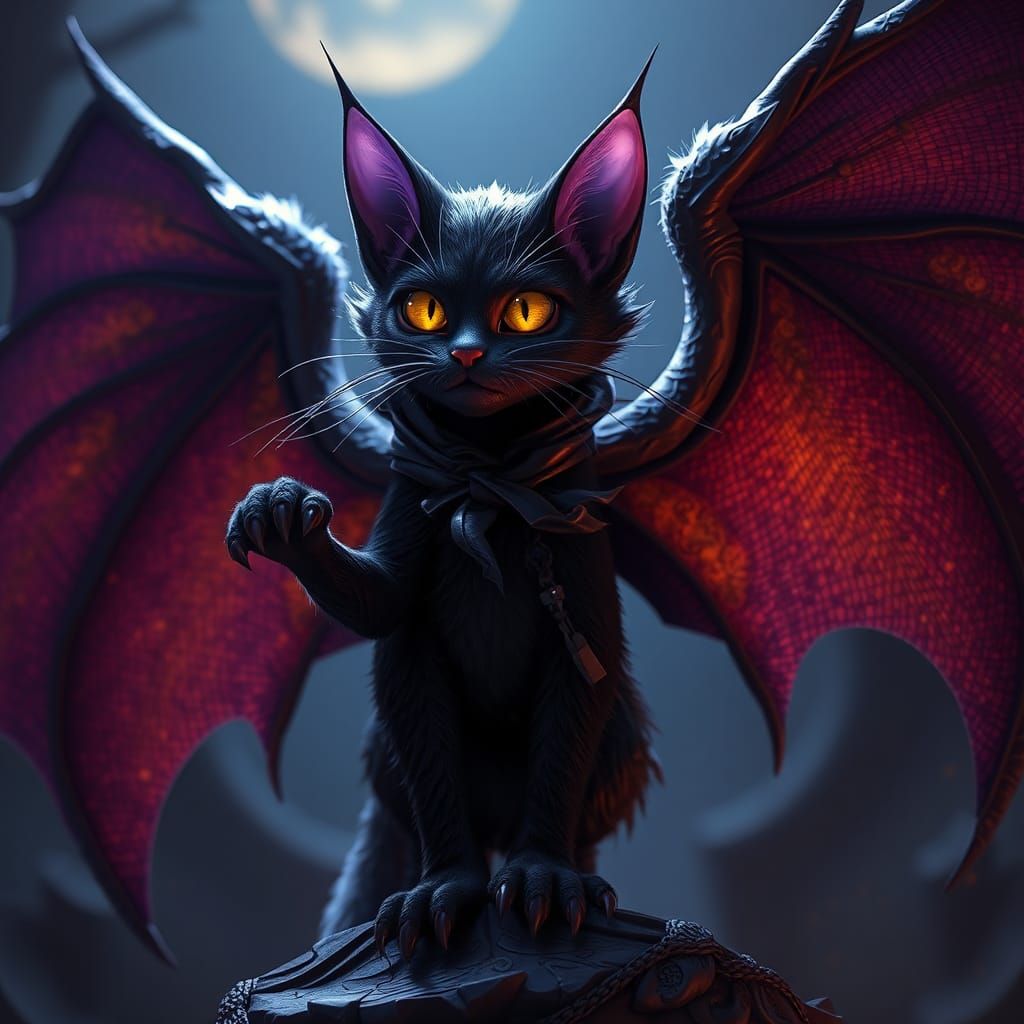 Halloween Vampire Cat Sorcerer in Pixar Style