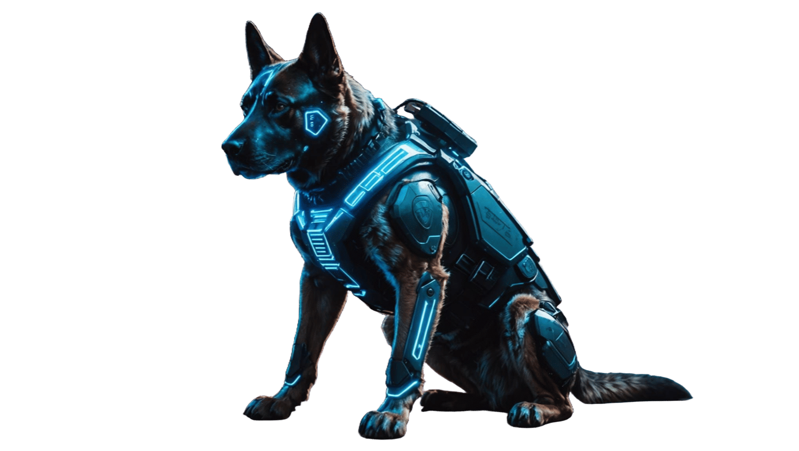 Cybernetic Police Dog in Neon Cyberpunk City