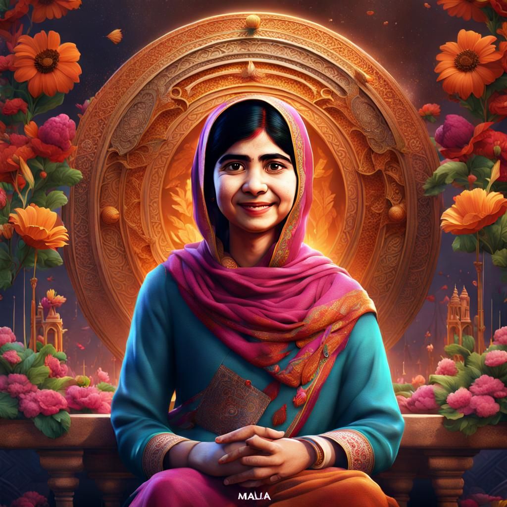 Confident Malala: Detailed Matte Painting