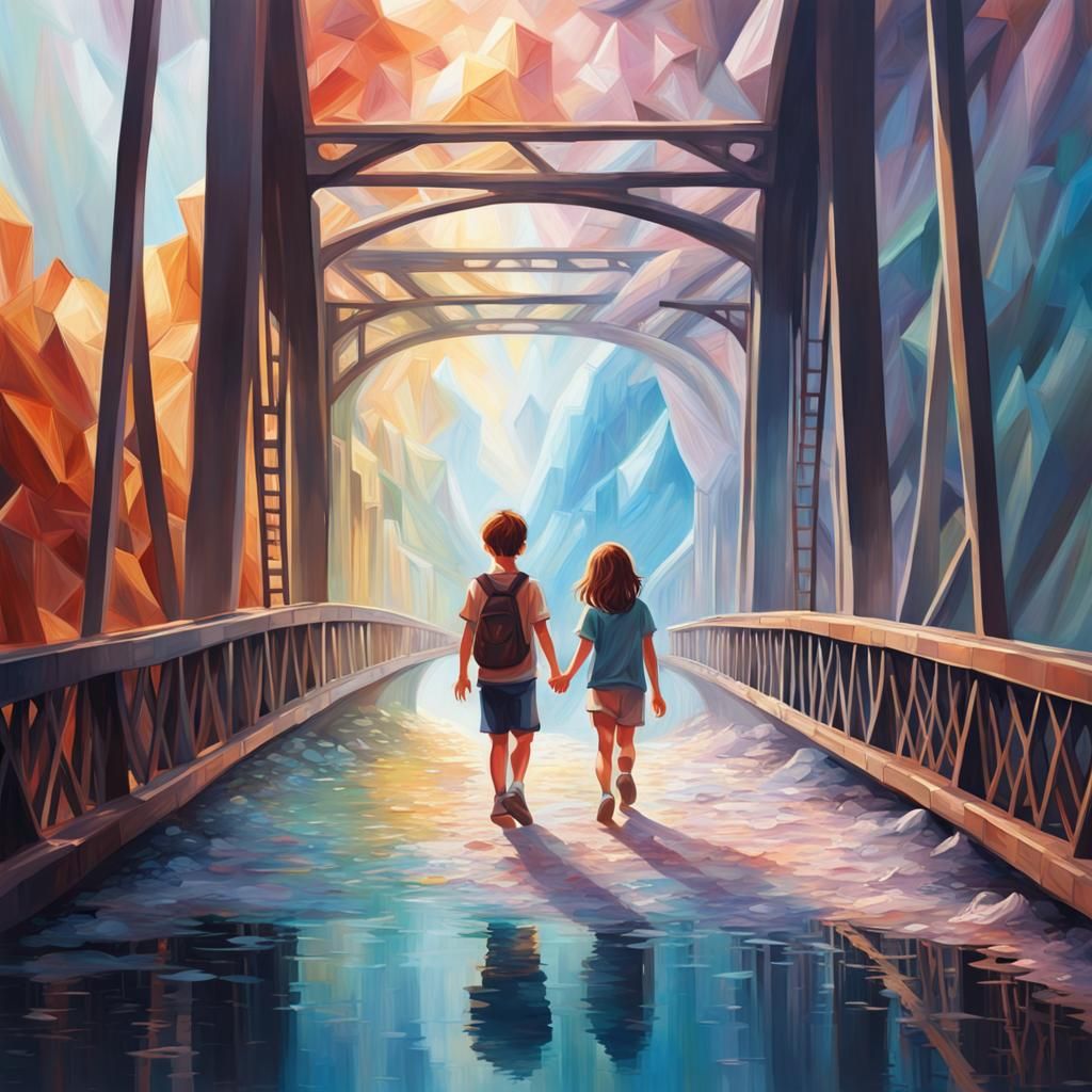 Crystal Bridge: A Hyperrealistic Splash Art Concept