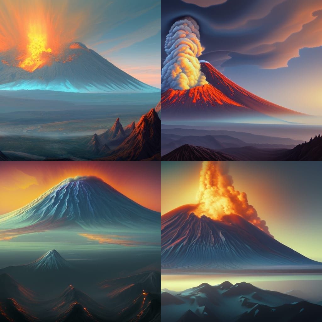 Mount St. Helens Eruption: Detailed Matte Painting
